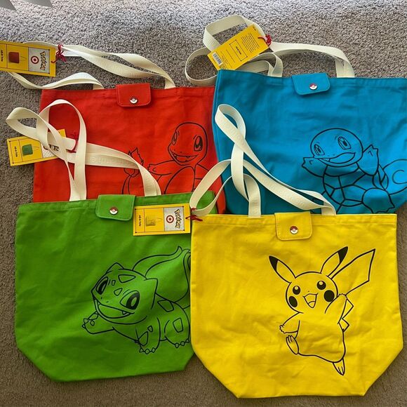 Pokemon Handbags - Pokemon Target Reusable Tote Bag Full Set of 4 New